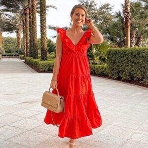 J.Crew Ruffle Taffeta Maxi Dress Sz 4 NWT in Sunset Orange
